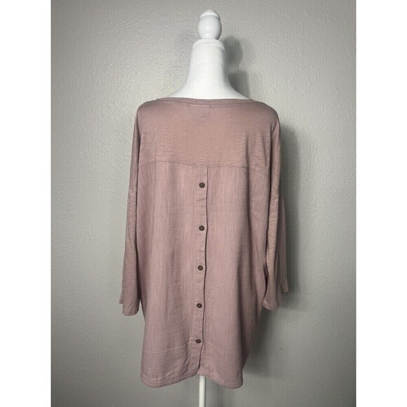 J.jill Womens V Neck Top Quarter Sleeve Soft Pink Size L A2 - Picture 3 of 5